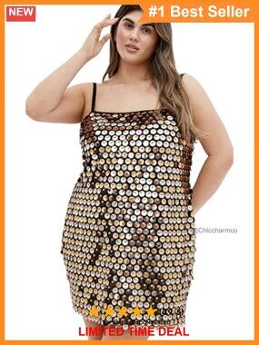 City Chic Women's Mini Disco Dress Sequin Sheath Sleeveless Party